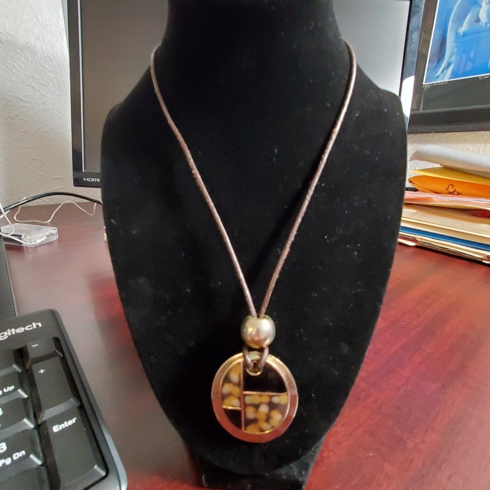 3for35 Brown Leather Necklace with Pendant